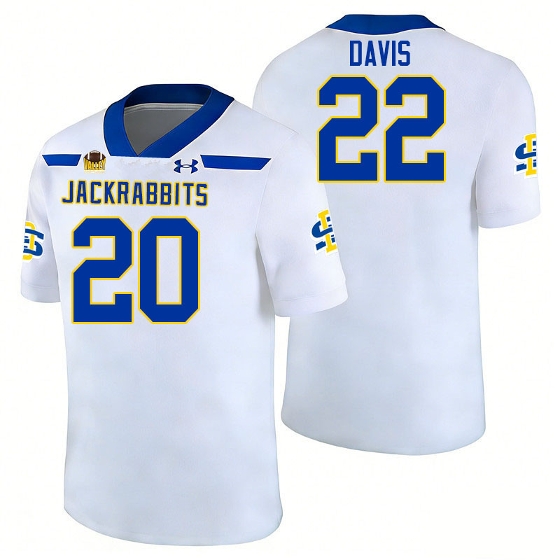 South Dakota State Jackrabbits #22 Isaiah Davis College Football Jerseys,Uniforms-White
